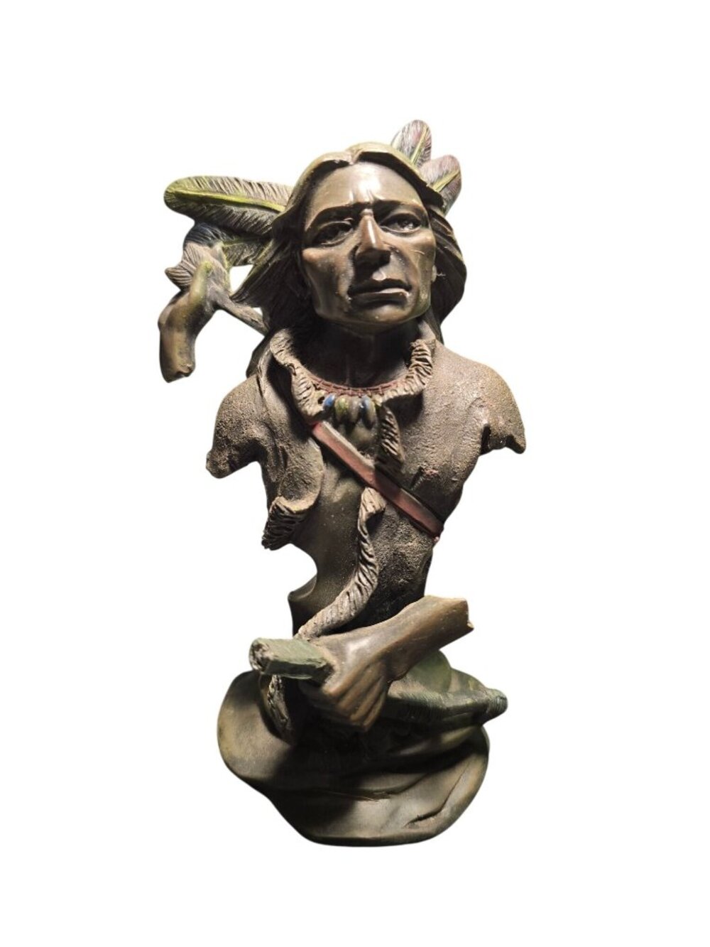 Vtg 90s Southwestern Reflections Collection Faux Bronze Native American Bust